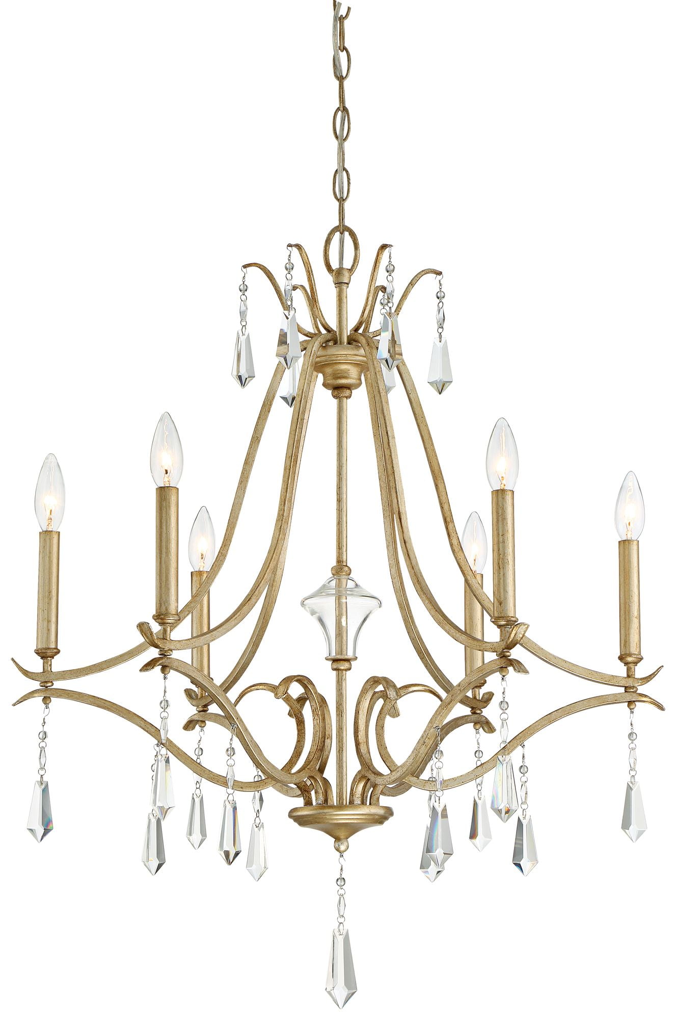 Brio Gold 6-Light Chandelier with Crystal Accents