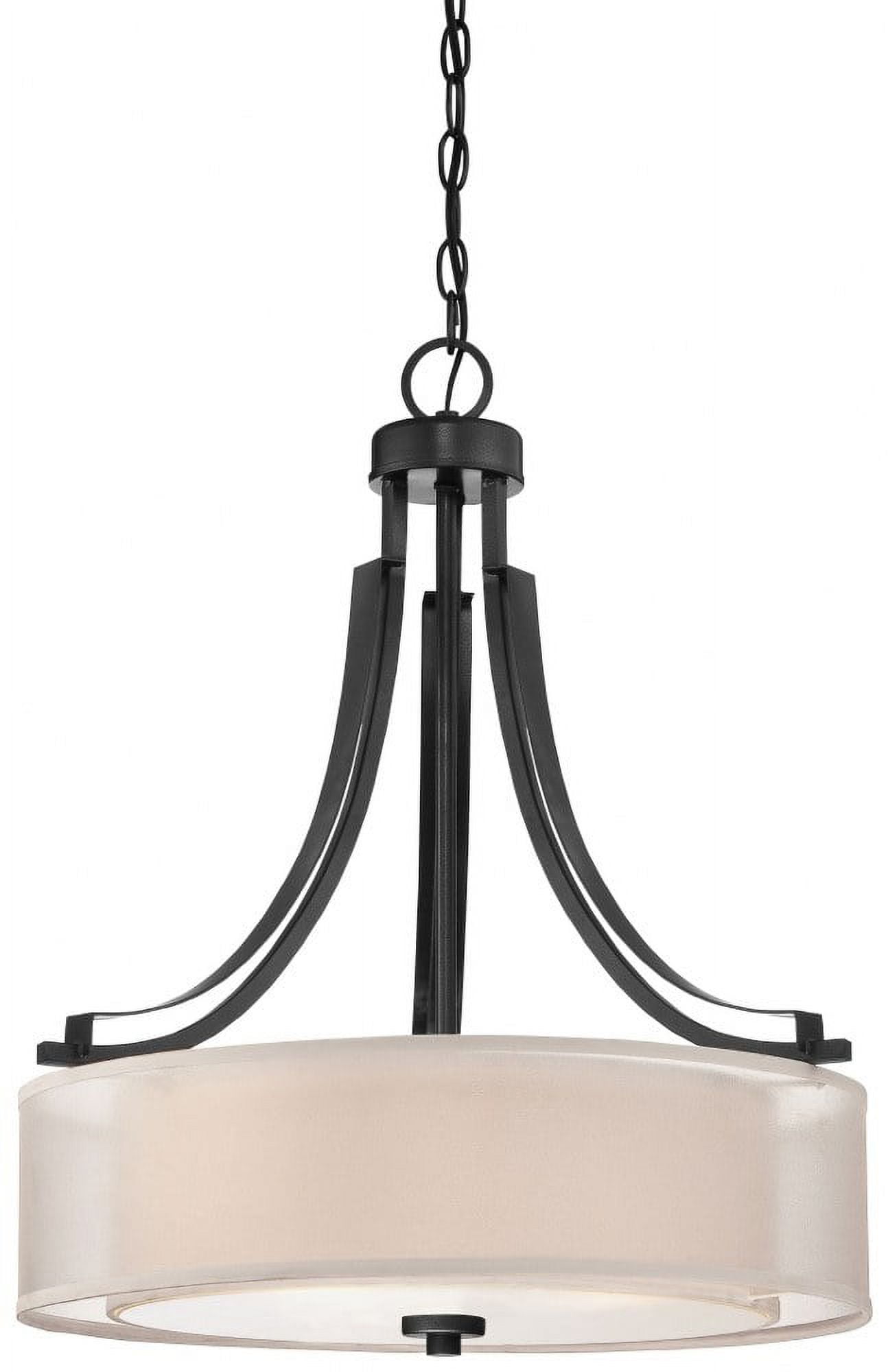 Translucent Sliver Linen Shade 3-Light Sand Coal Pendant