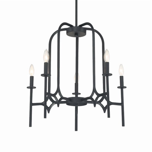 Minka Lavery Muncie 25" 5-Light Candle Style Chandelier, Colonial Dining Room Ceiling Light Fixture, E12 Candelabra Base, Dimmable, Adjustable Height, Sloped Ceiling Compatible, Model 5035-66A