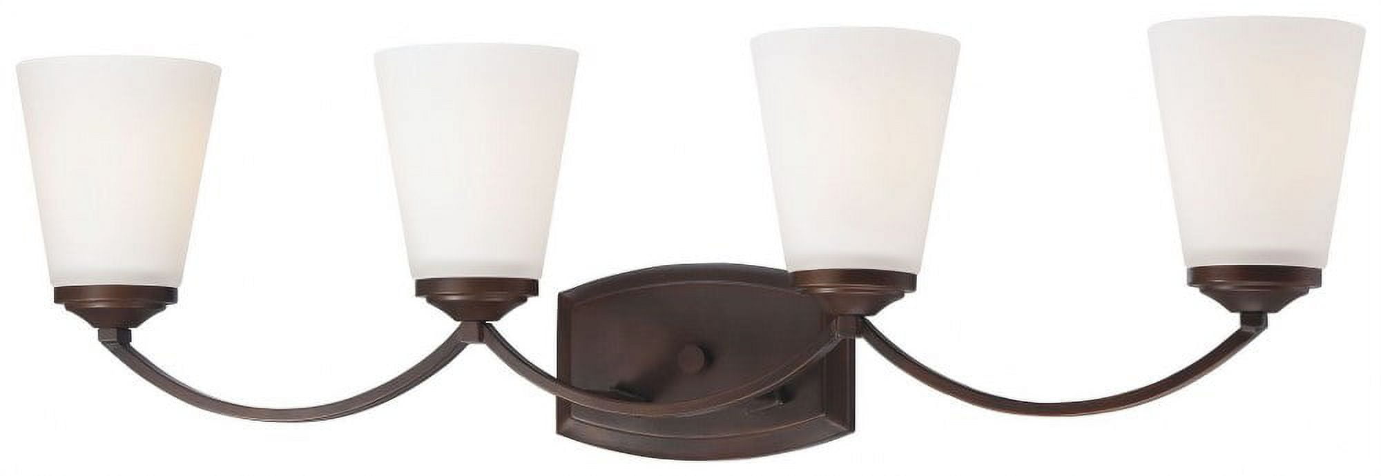 Vintage Bronze 4-Light Bathroom Vanity with Etched Glass