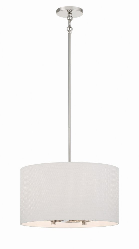 Palmetto 5-Light Drum Pendant in Polished Nickel with White Paper Shade