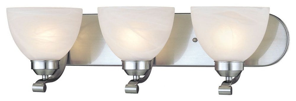 Brushed Nickel 24" Etched Glass 3-Light Bathroom Vanity Fixture