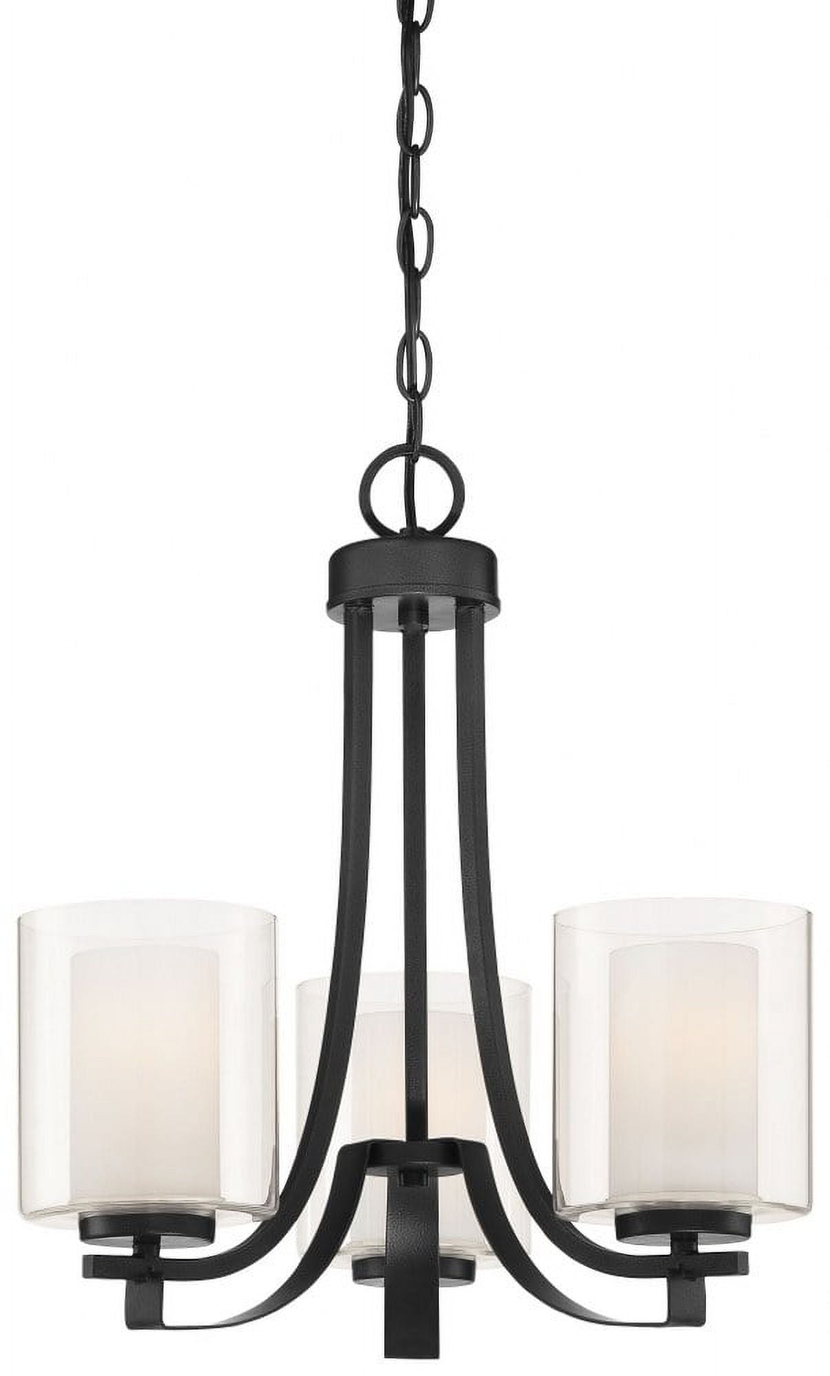 Black Sand Coal Mini Pendant Chandelier with Etched White Glass Shades