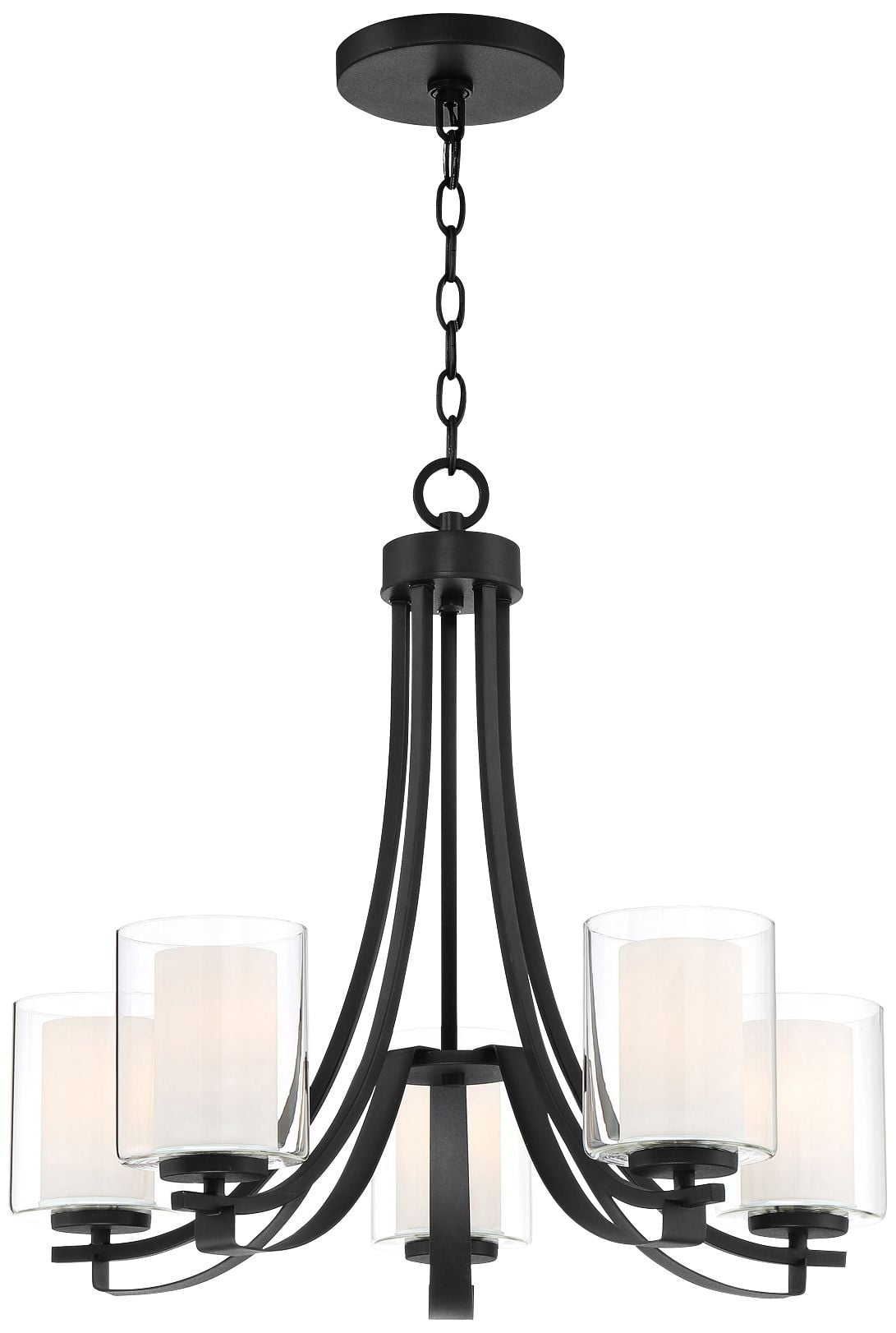 Sand Coal Nickel 5-Light Glass Chandelier Pendant