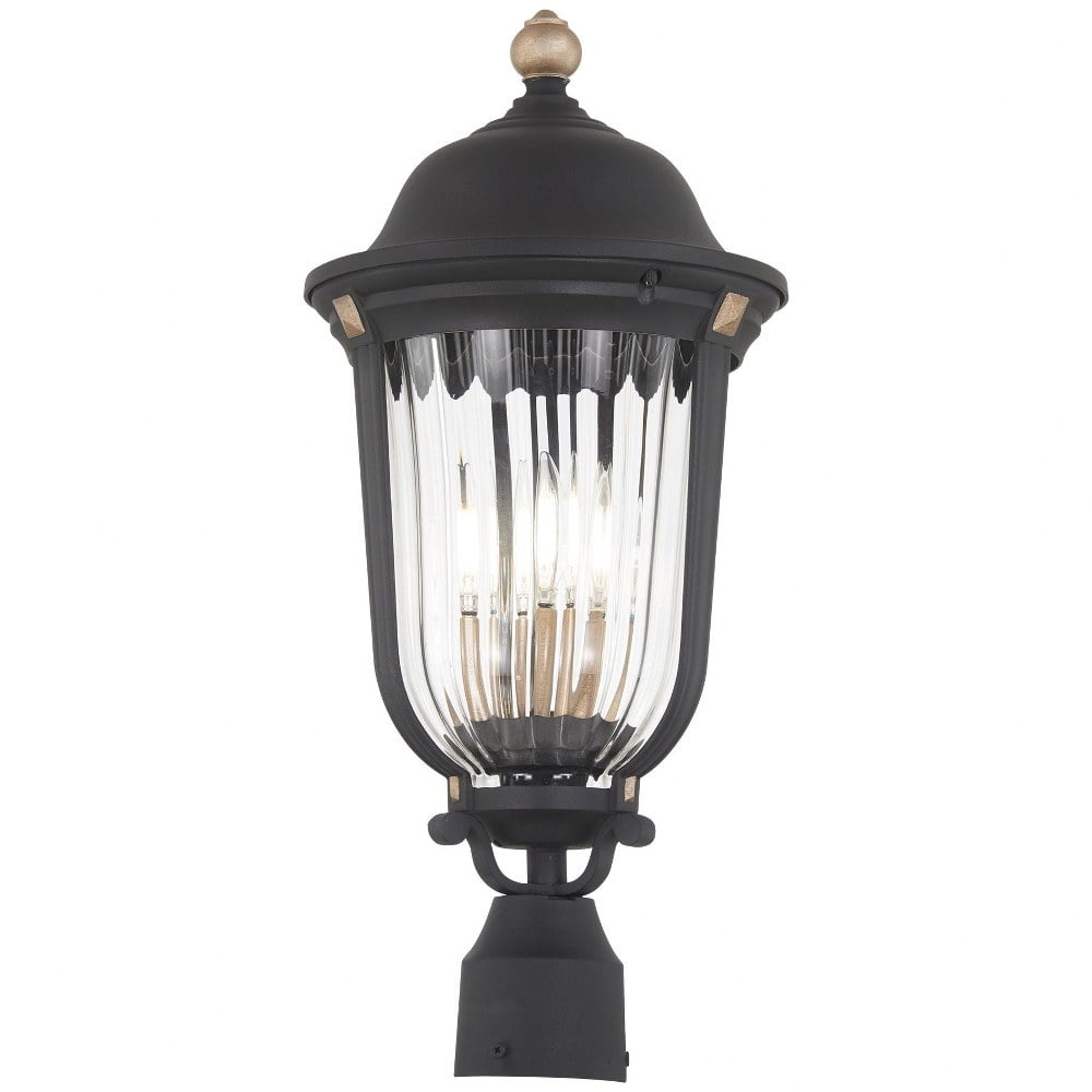 Peale Street Sand Coal Vermeil Gold 3-Light Outdoor Post
