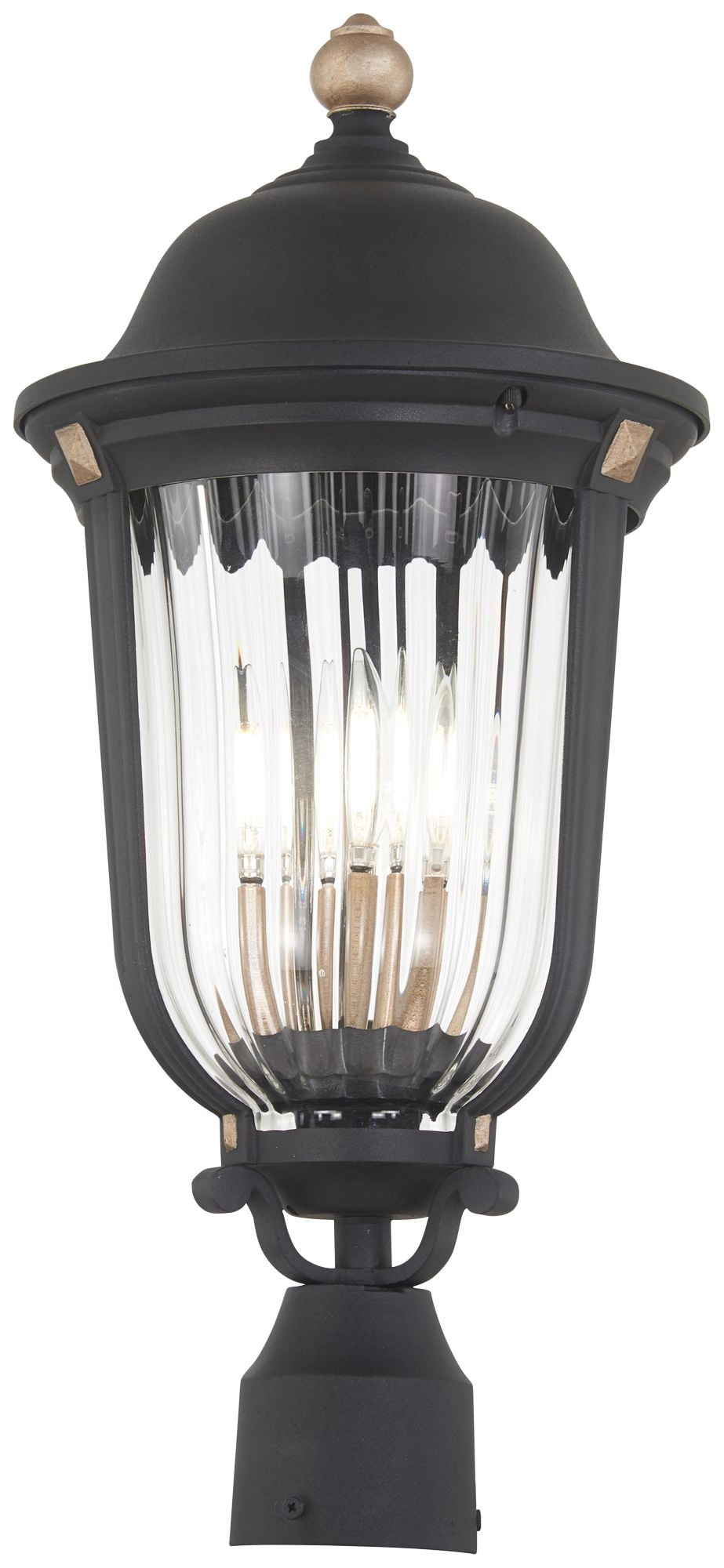Peale Street Sand Coal Vermeil Gold 3-Light Outdoor Post
