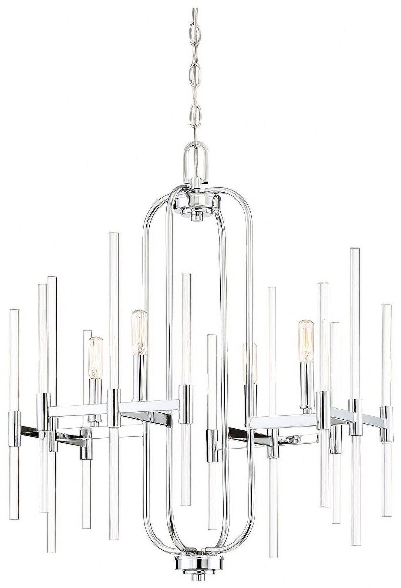 Sleek Chrome 4-Light Pillar Chandelier with Clear Glass Accents