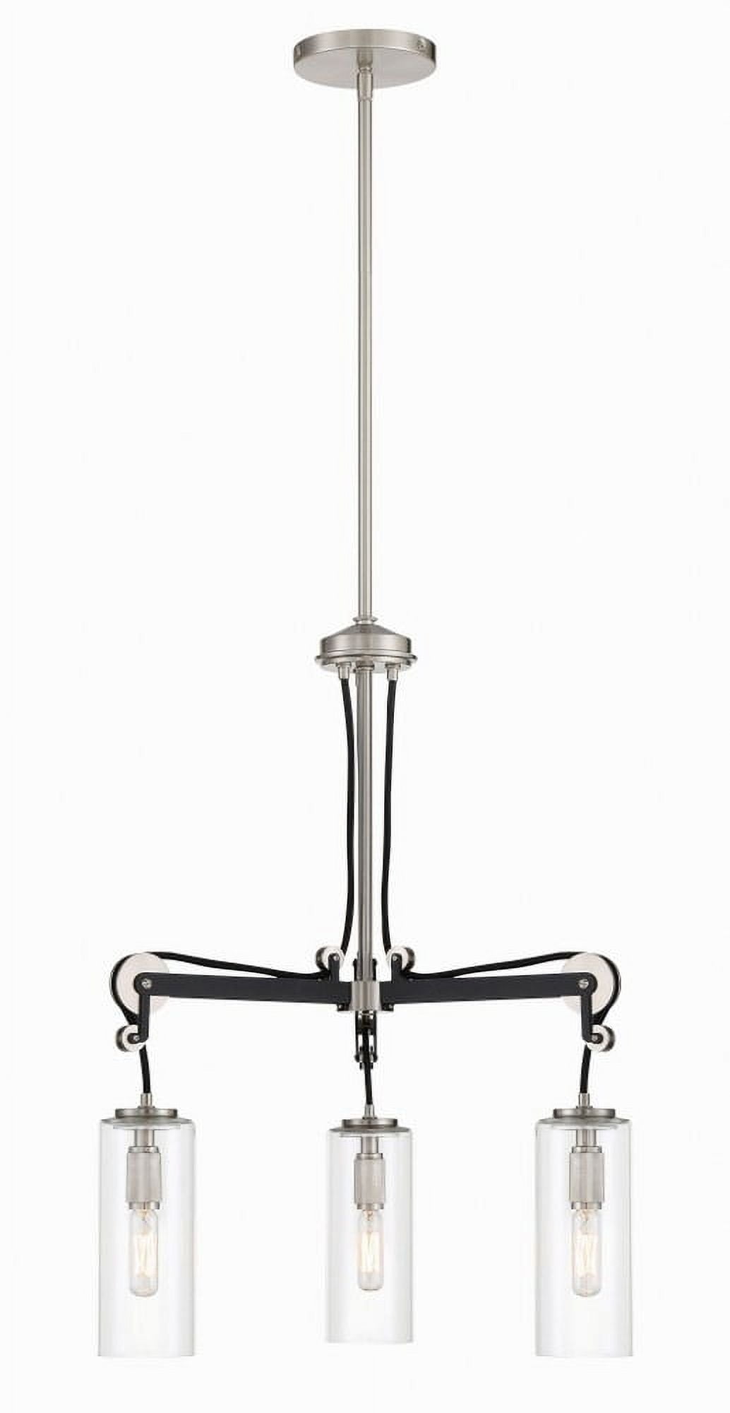 Pullman Junction 3-Light Nickel and Glass Chandelier