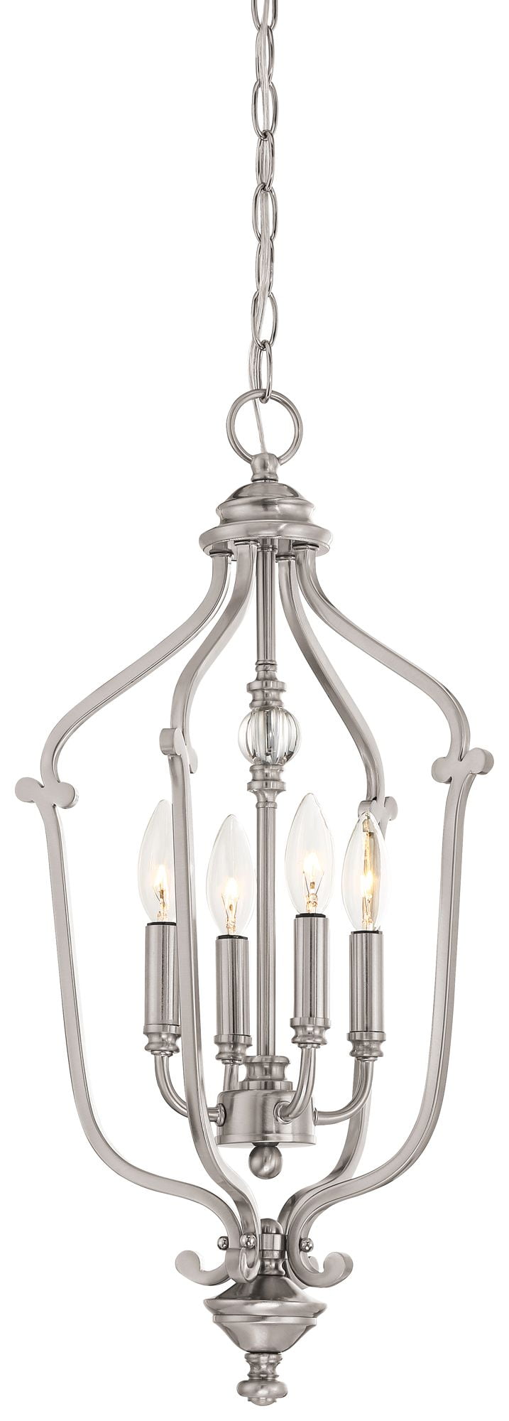 Elegant Brushed Nickel and Crystal 4-Light Chandelier
