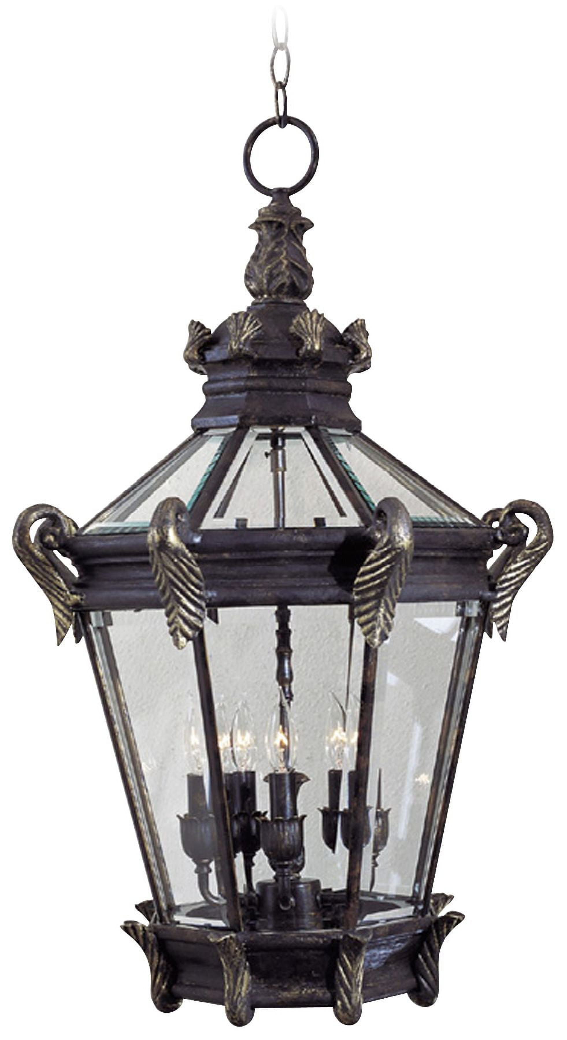 Heritage Gold 5-Light Outdoor Hanging Lantern with Clear Glass