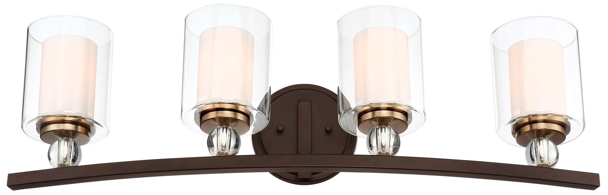 Bronze and Clear Glass 4-Light Dimmable Bathroom Vanity Fixture