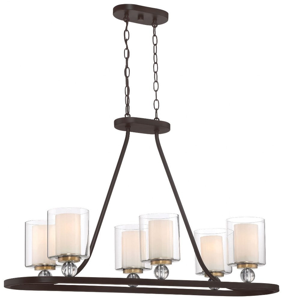 Painted Bronze and Brass 6-Light Island Chandelier