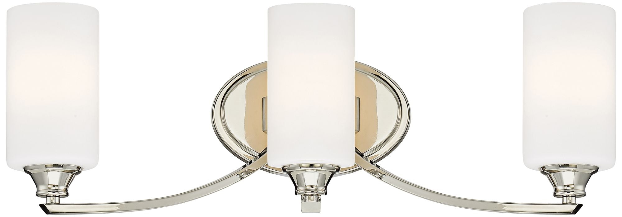Elegant Polished Nickel 3-Light Bath Vanity with Etched Opal Glass Shades