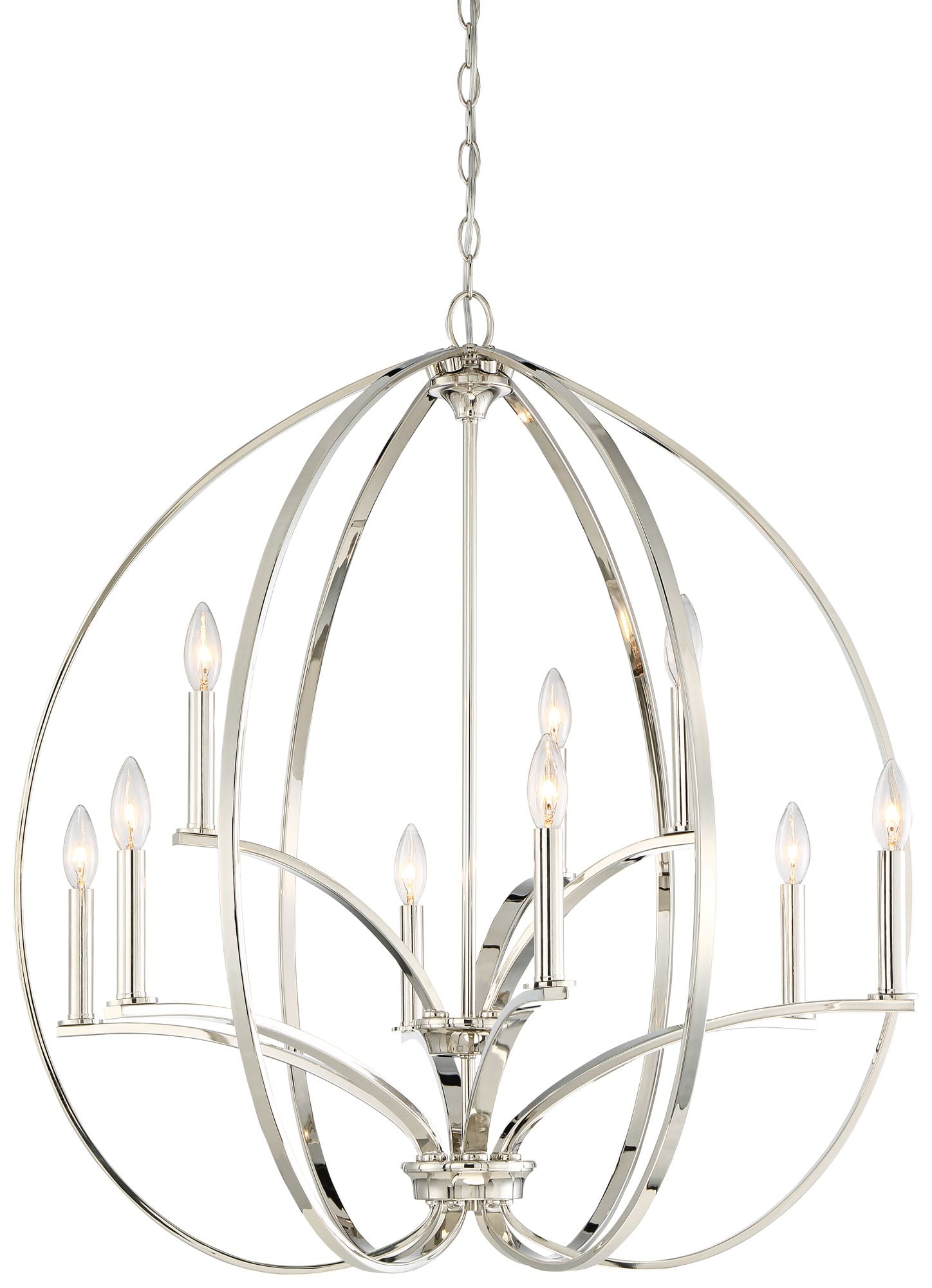 Elegant Enchanted 9-Light Polished Nickel Candelabra Chandelier