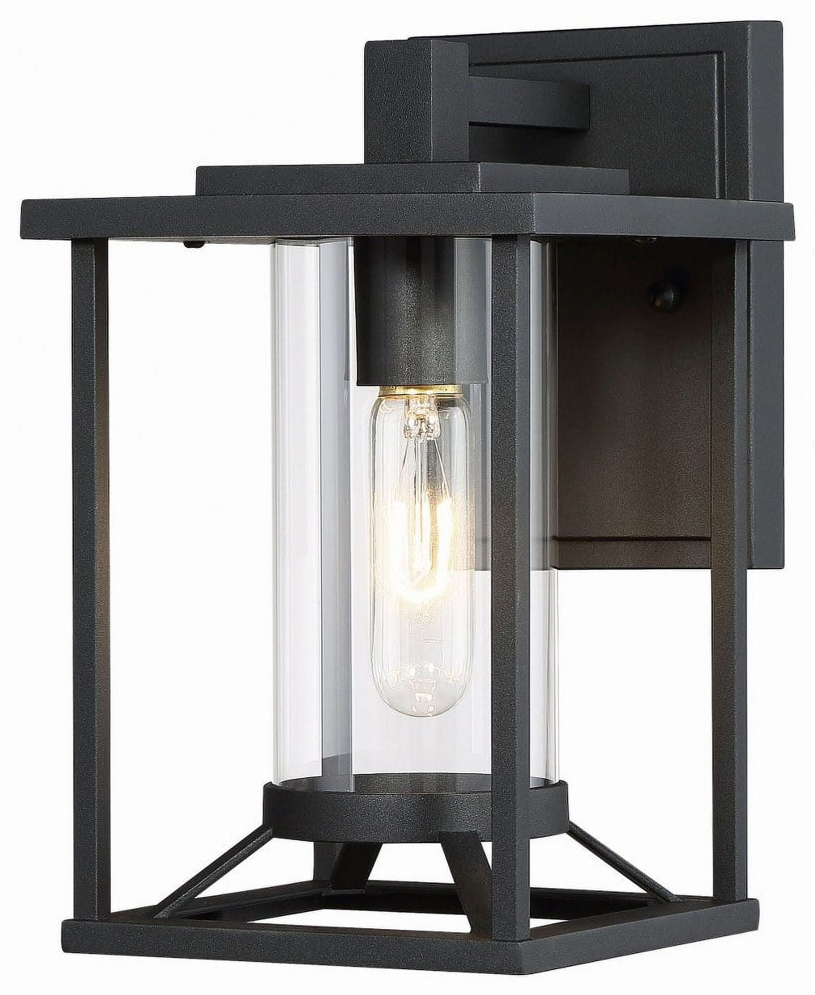 Black Aluminum and Clear Glass Outdoor Wall Lantern
