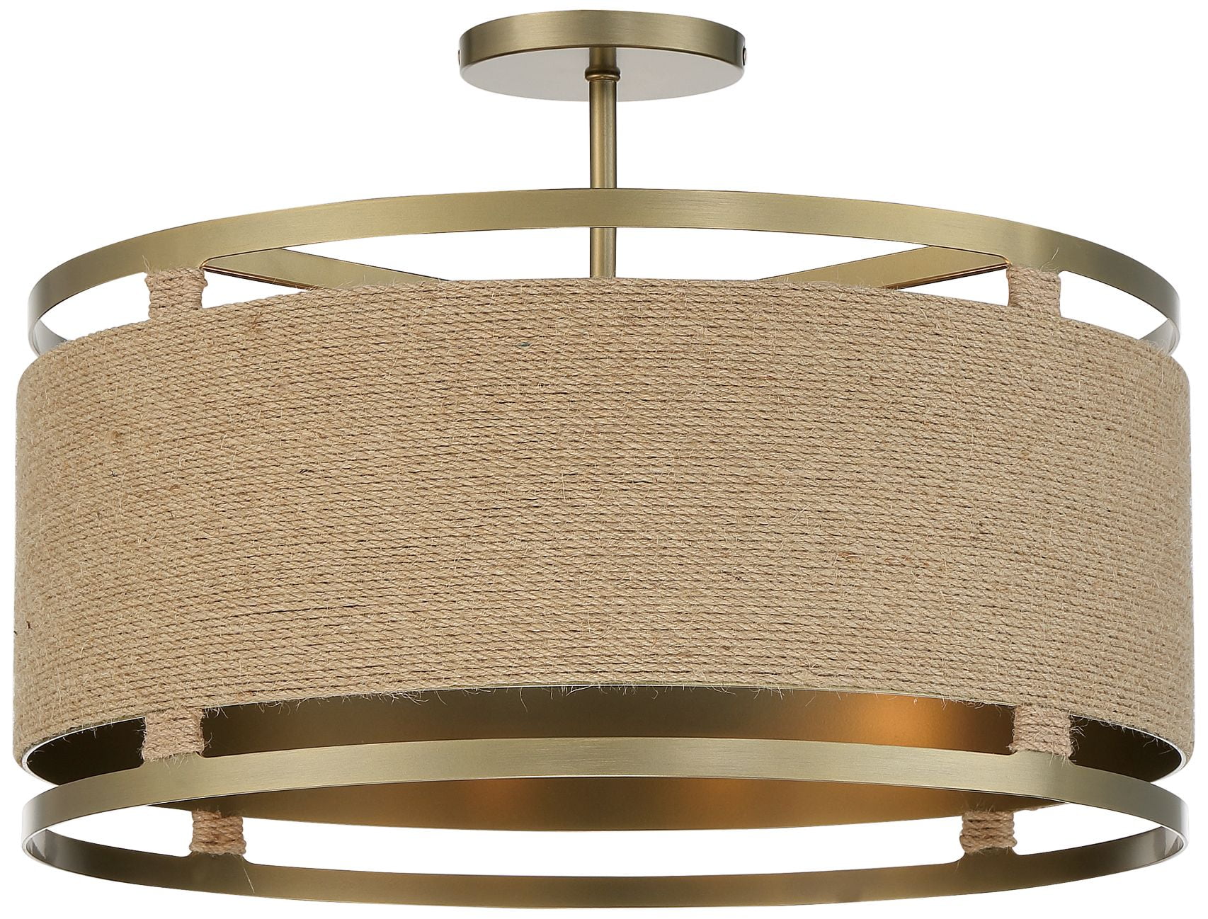 Windward Passage Soft Brass 4-Light Semi-Flush Drum Ceiling Light