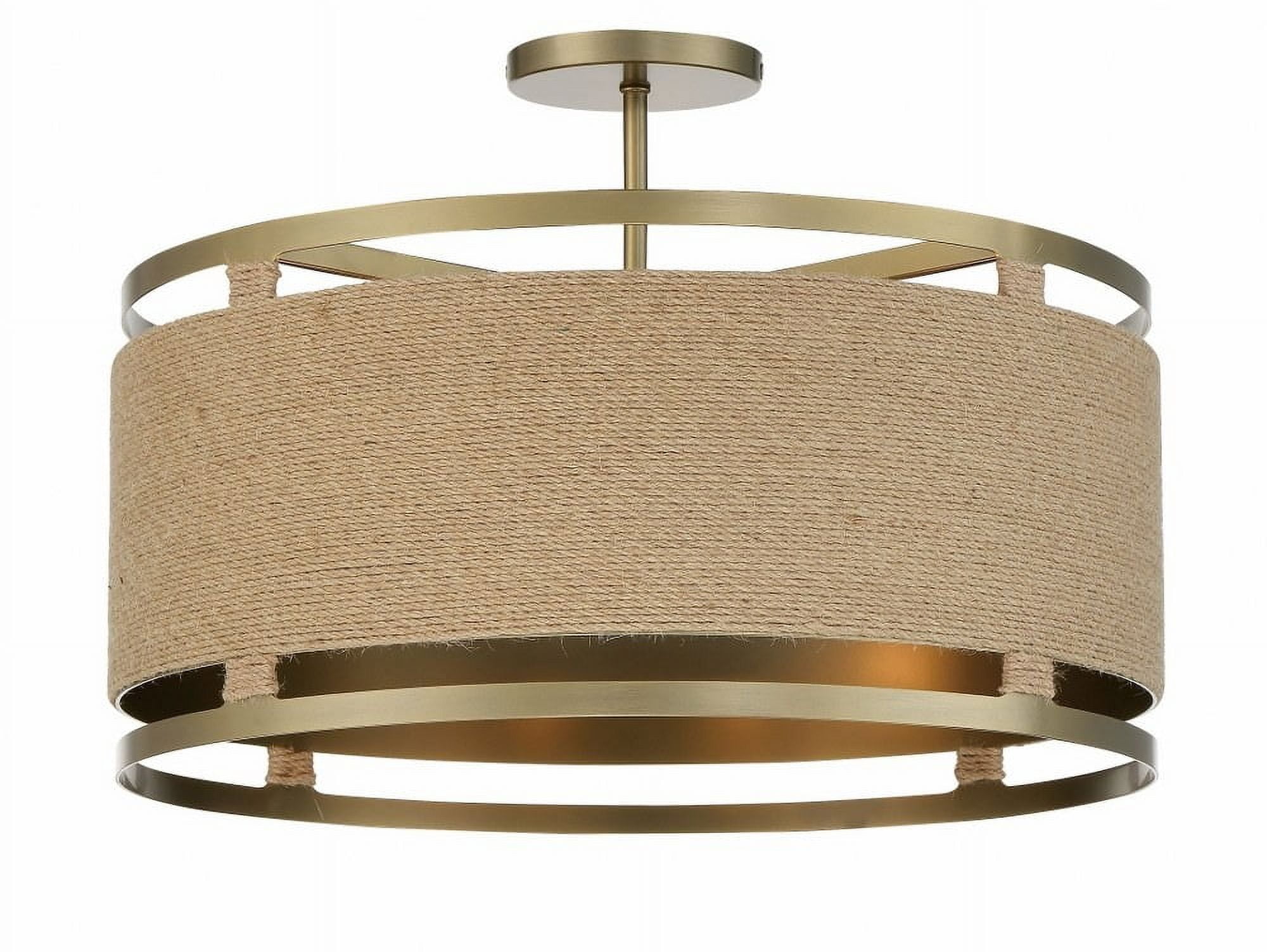 Windward Passage Soft Brass 4-Light Semi-Flush Drum Ceiling Light