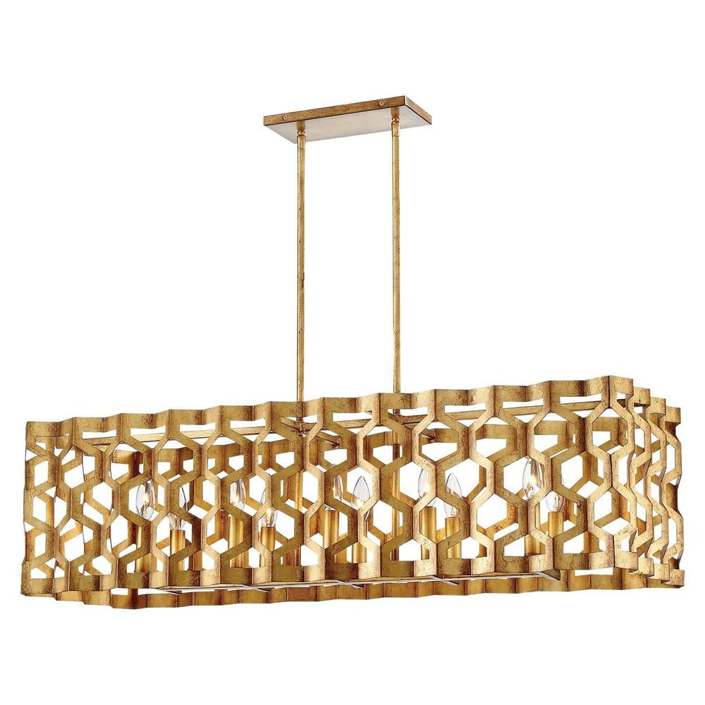 Pandora Gold Leaf Glass 10-Light Island Pendant
