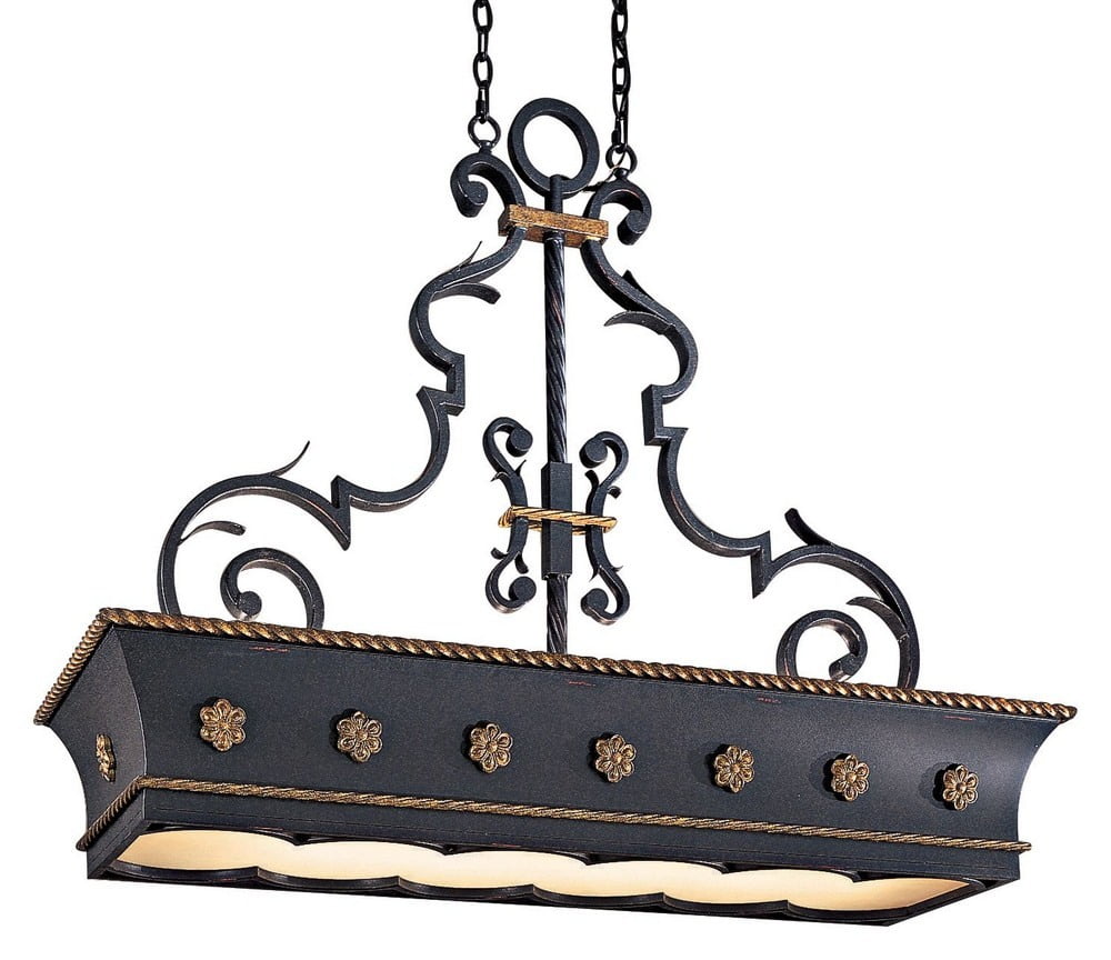Montparnasse 12-Light French Black and Gold Leaf Pendant