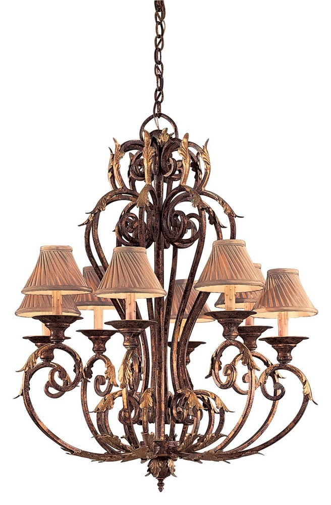 Golden Bronze Steel Eight-Light Traditional Chandelier