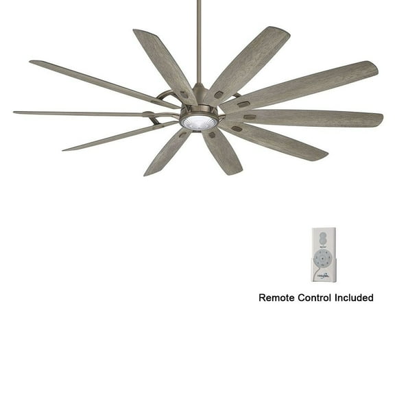 84 Inch 10 Blade Ceiling Fan With Light Kit-Burnished Nickel Finish-Savannah Gray Blade Color Minka Aire Fans F865l-Bnk