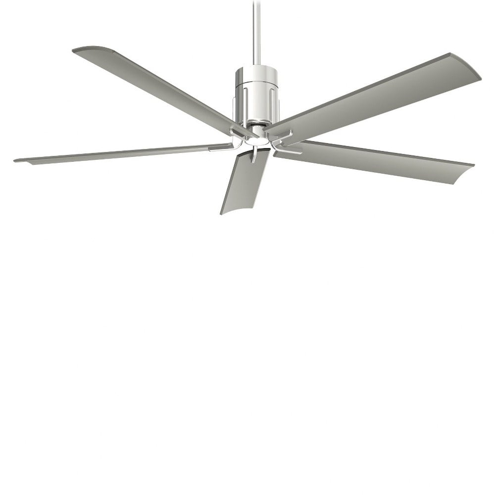 Sleek Polished Nickel 60" LED Ceiling Fan with Remote and Etched Glass