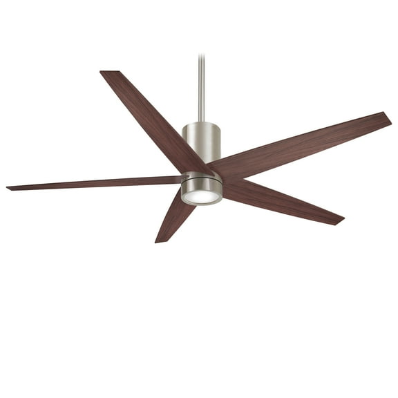 Ceiling Fan With Light Kit In Contemporary Style 17.75 Inches Tall By 56 Inches Wide-Brushed Nickel/Dark Walnut Finish-Dark Walnut Blade Color Minka
