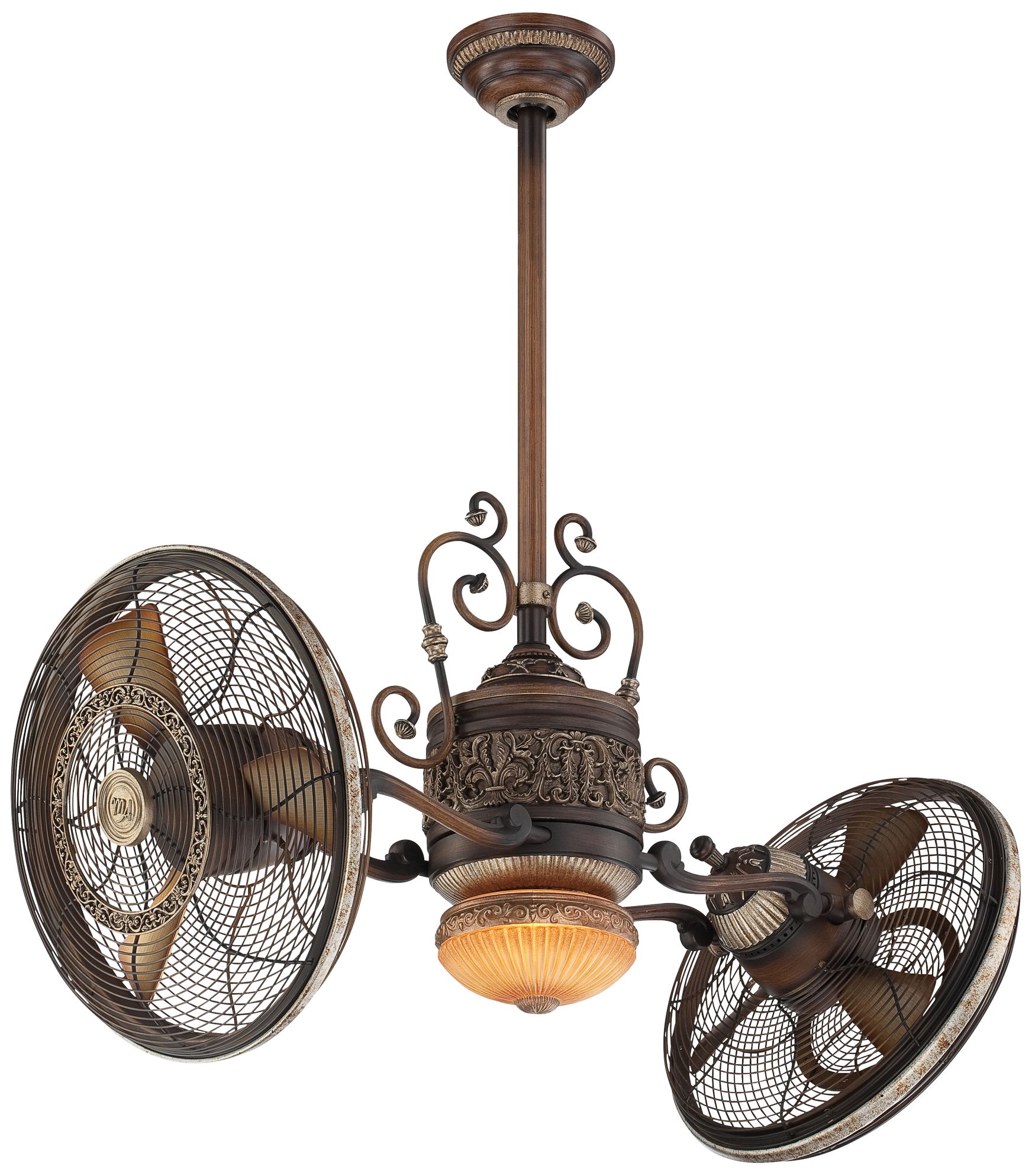 Elegant Belcaro Walnut 42" Dual-Head LED Ceiling Fan with Remote