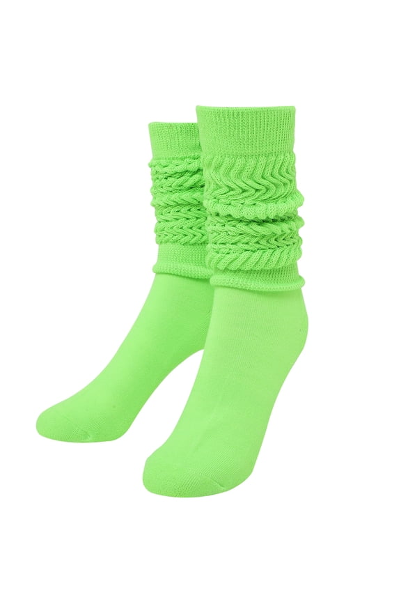 1 Pair Fluorescent Green Slouching Socks for Men Thickened and Warm 16.51X7.86X0.20In
