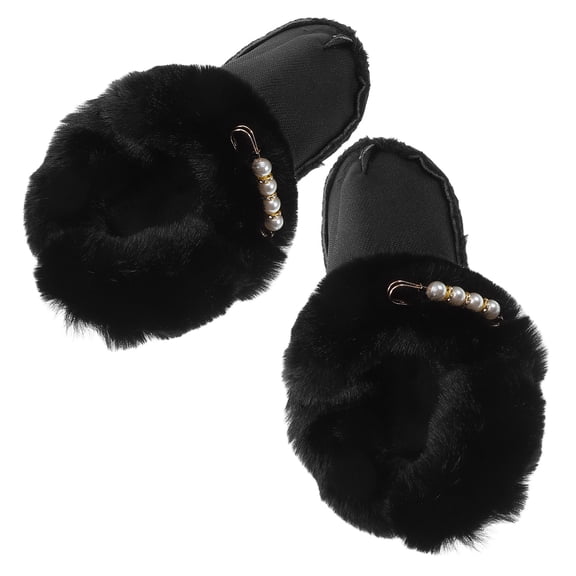 Minkissy 1 Pair Warm Winter Slipper Inserts for Indoor Use, Easy Replacement, Black, Comfortable and Cozy Foot Warmers
