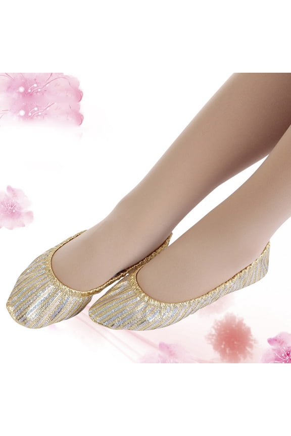 1 Pair of Comfortable Dance Shoes Lightweight Golden Breathable Anti-slip for Dancers
