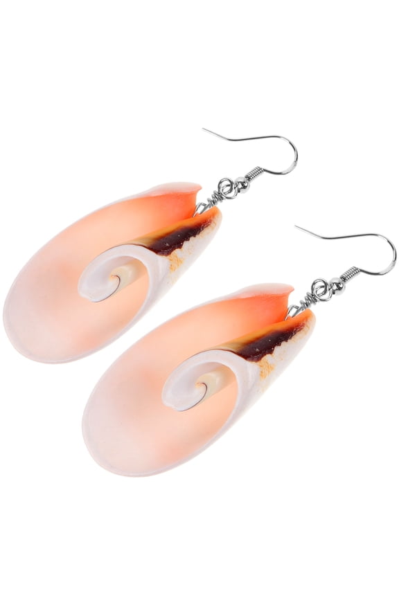1 Pair of Tropical Earrings Shell Shaped White Chic Ear Decoration for Women
