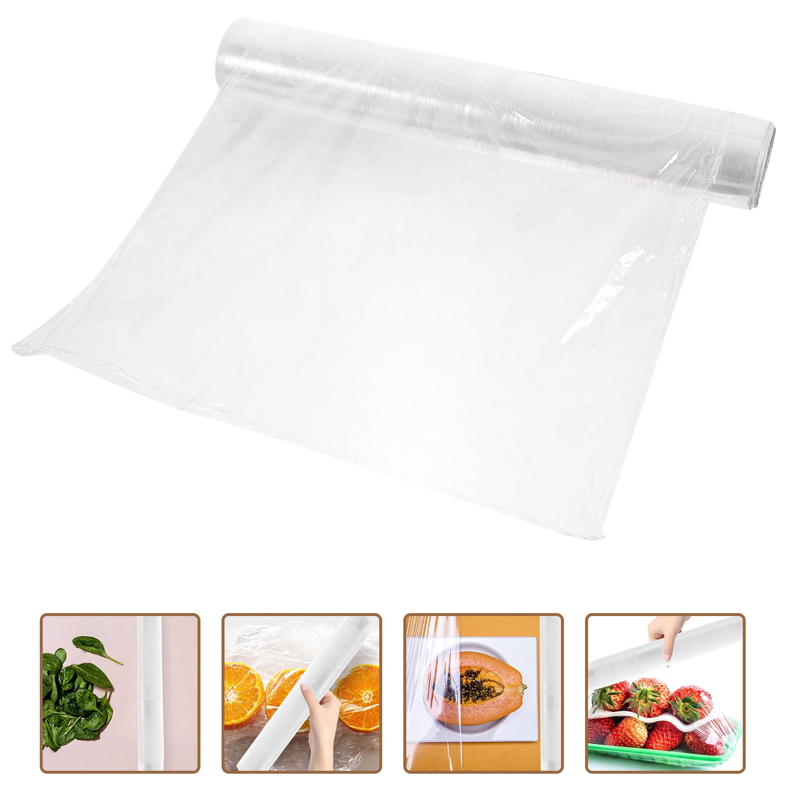 Minkissy 1 Roll Plastic Cling Wrap Transparent PVC for Food Storage 11.8x1968.5in