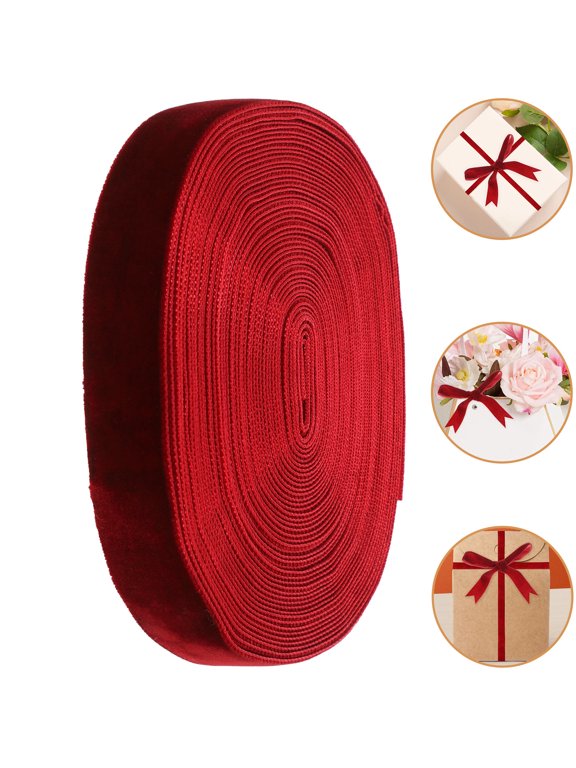 Wear Resistant Dark Red Velvet Ribbon for Elegant Holiday and Festival DIY Crafts