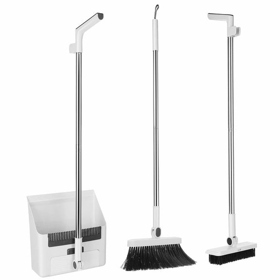 Minkissy 1 Set Foldable Broom Set Plastic White For Cleaning Indoors