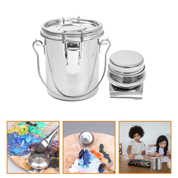 Minkissy 1 Set Stainless Steel Pen Washing Barrel For Art Supplies