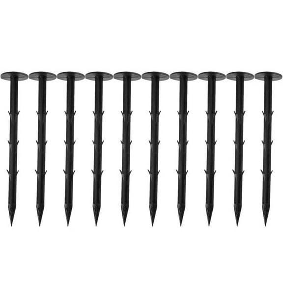 Minkissy 10 Pcs Plastic Ground Nails Tent Pegs Black for Canopy Gardening