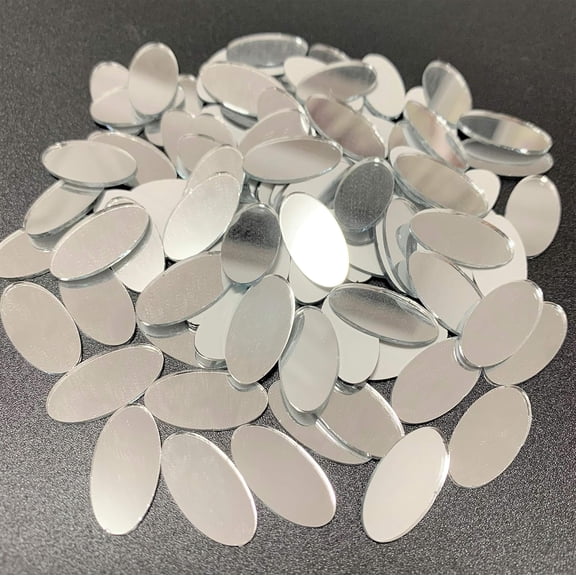 Minkissy 100Pcs Oval Mirror Wall Stickers Frameless Self-Adhesive Tiles for Home Decor and Craft Projects
