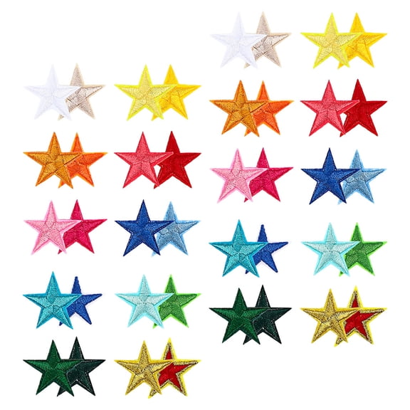 Minkissy 102Pcs Polyester Star Patches for DIY Craft Projects and Sewing Repair