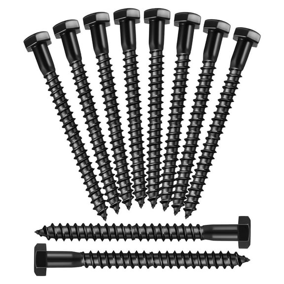 Minkissy 10Pcs Black Carbon Steel Lag Bolts for Wood Woodworking and Outdoor Projects