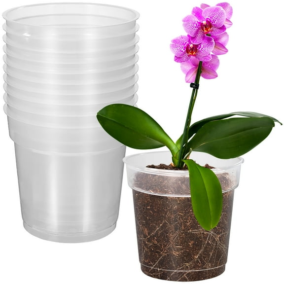 Minkissy 10-Pack Clear Plastic Garden Pots for Plant Growth, , and Care, and Reusable