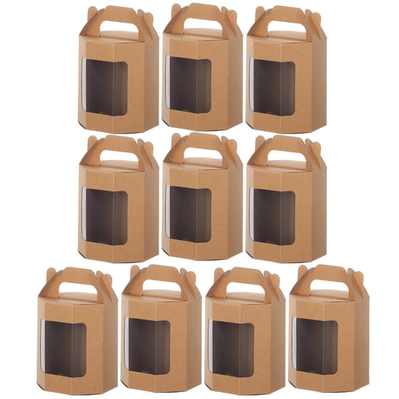Minkissy 10-Pack Kraft Party Favor Boxes with Clear Window, Multi-Color Boxes for Presentation and Easy Carrying