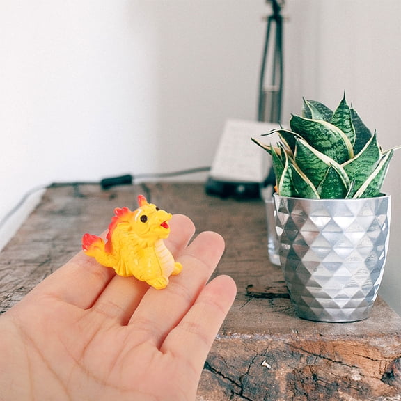 Minkissy 10Pcs Mini Resin Dragon Statue Outdoor Decor For Home Yellow Dragon Shape
