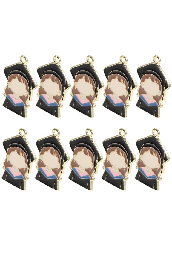 10Pcs Multi-Color Metal Graduation Charms for Jewelry Making Keychains Bracelets Accessories