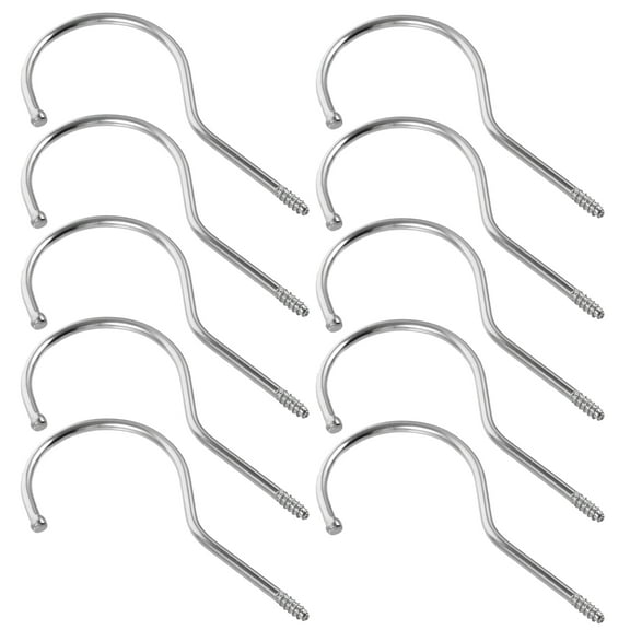 Minkissy 10Pcs Multipurpose Silver Stainless Steel Screw Hooks for Hanging Keys Hats Scarves