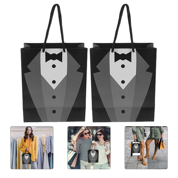 Minkissy 10Pcs Black Paper Bridesmaid Proposal Tote Bags Durable Elegant Shopping Wrapping and Cosmetic Bag