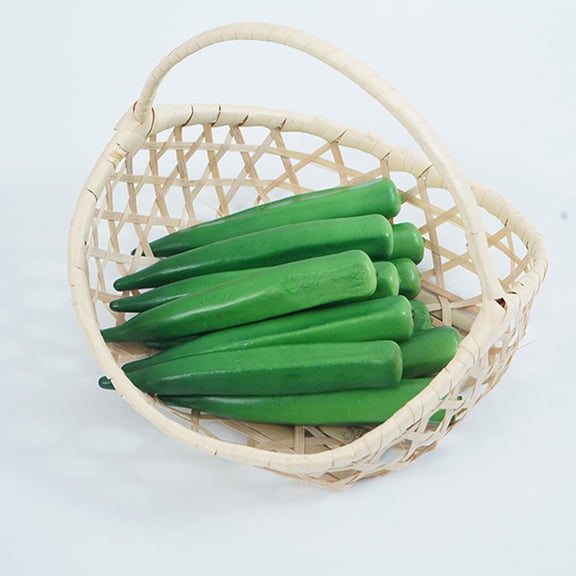 Minkissy 10Pcs Realistic Artificial Okra Green Foams Oval Home Decor Photography Props