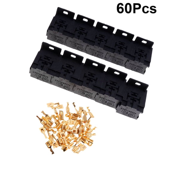 Minkissy 10Pcs Relay Holder with Electrical Crimp Terminals Black Plastic Set