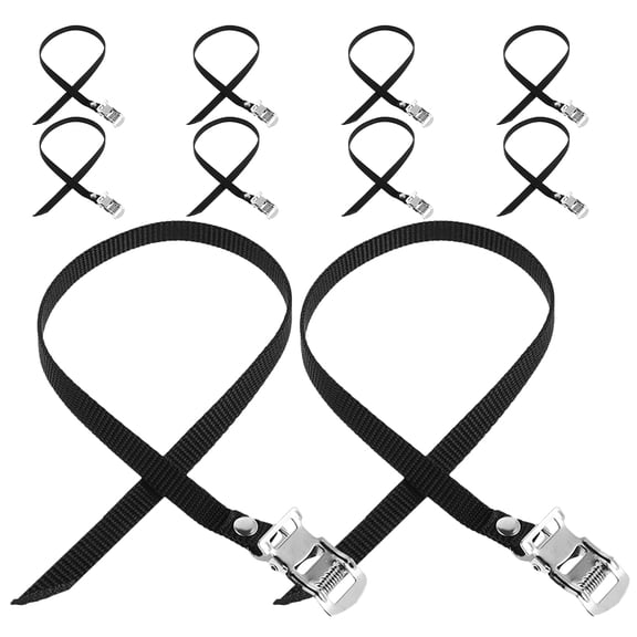 Minkissy 10Pcs Universal Bike Pedal Straps Adjustable Toe Clips Durable Aluminum for Fixed Gear and Exercise Bikes