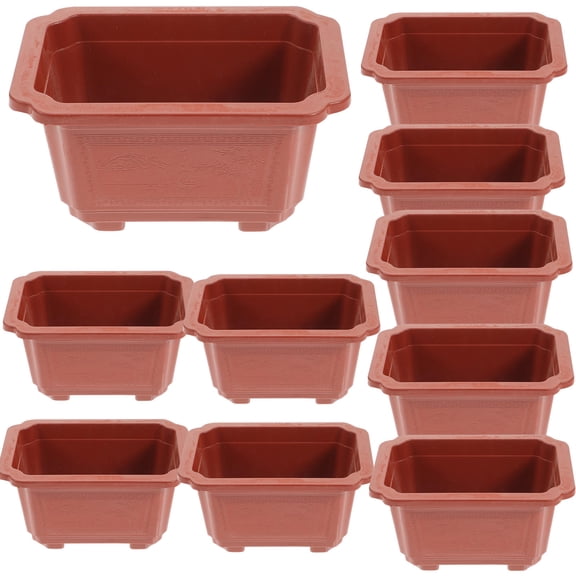 Minkissy 10Pcs Red Plastic Flower Planting Pots Durable Window Boxes for Indoor Outdoor Use